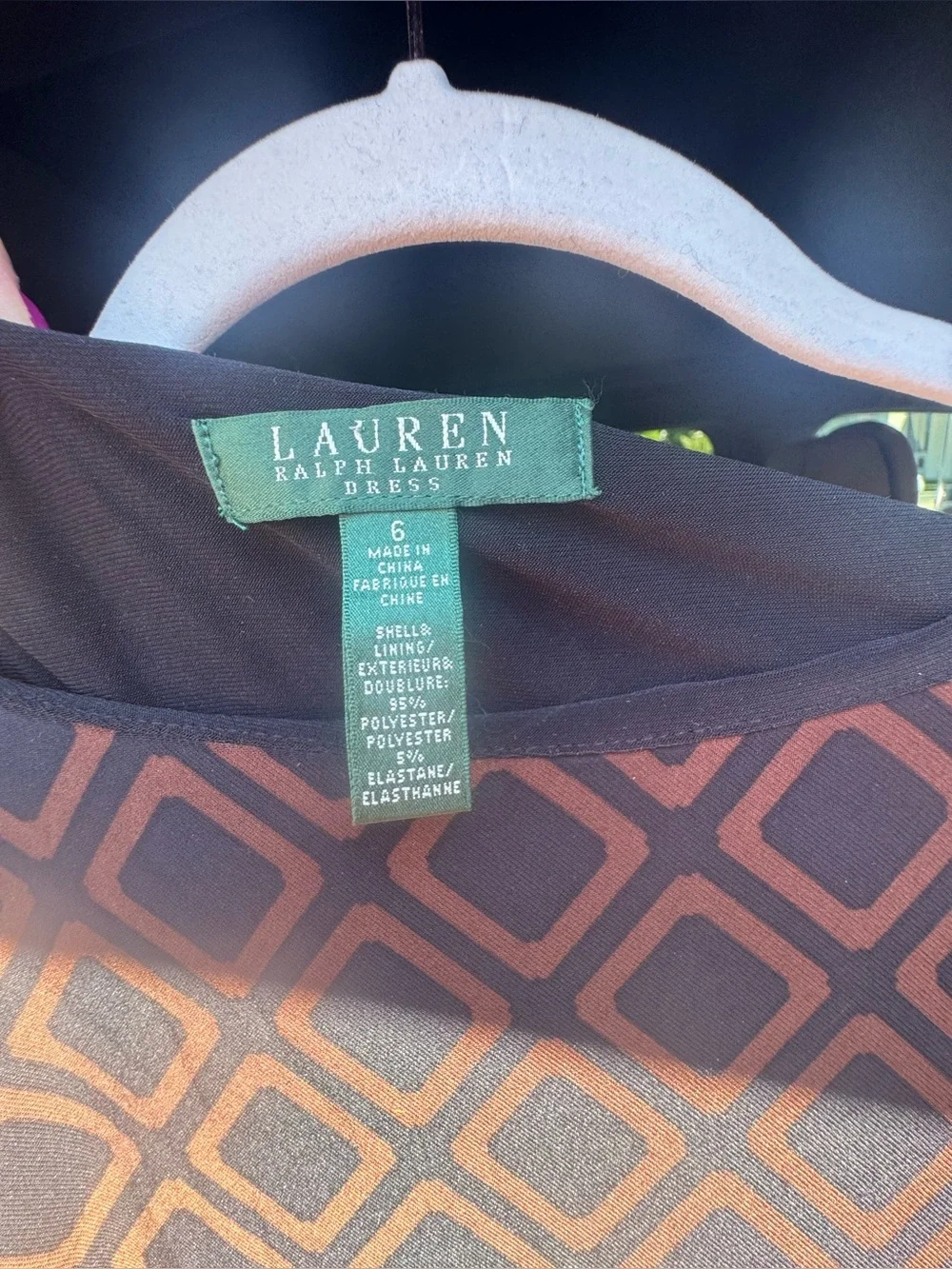 Lauren Ralph Lauren Geometric Sheath Dress Brown Black Size 6 Career Cocktail